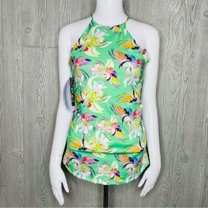 Hapari high neck tankini top tropical floral  bathing suit swimwear medium